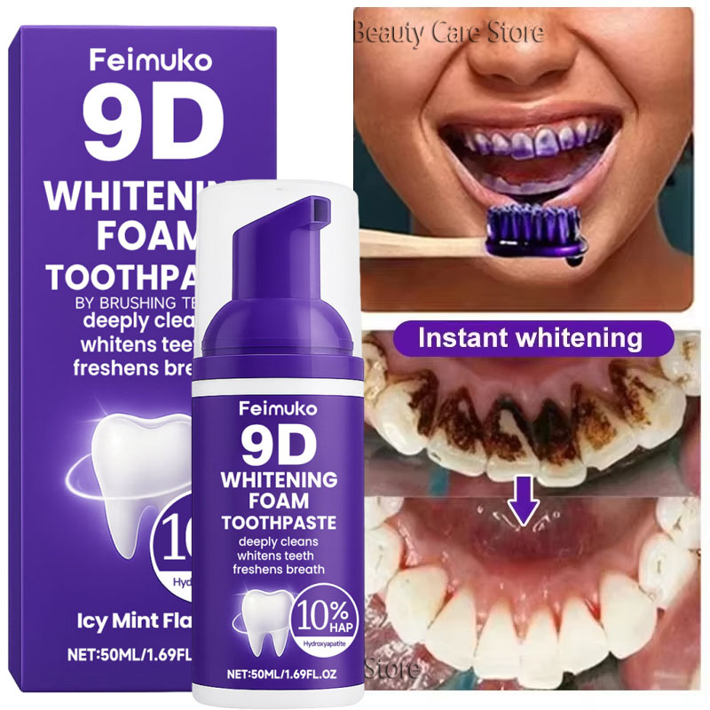Teeth Whitening Toothpaste - 9D Paarse Tandenbleek Tandpasta Mousse Intensieve