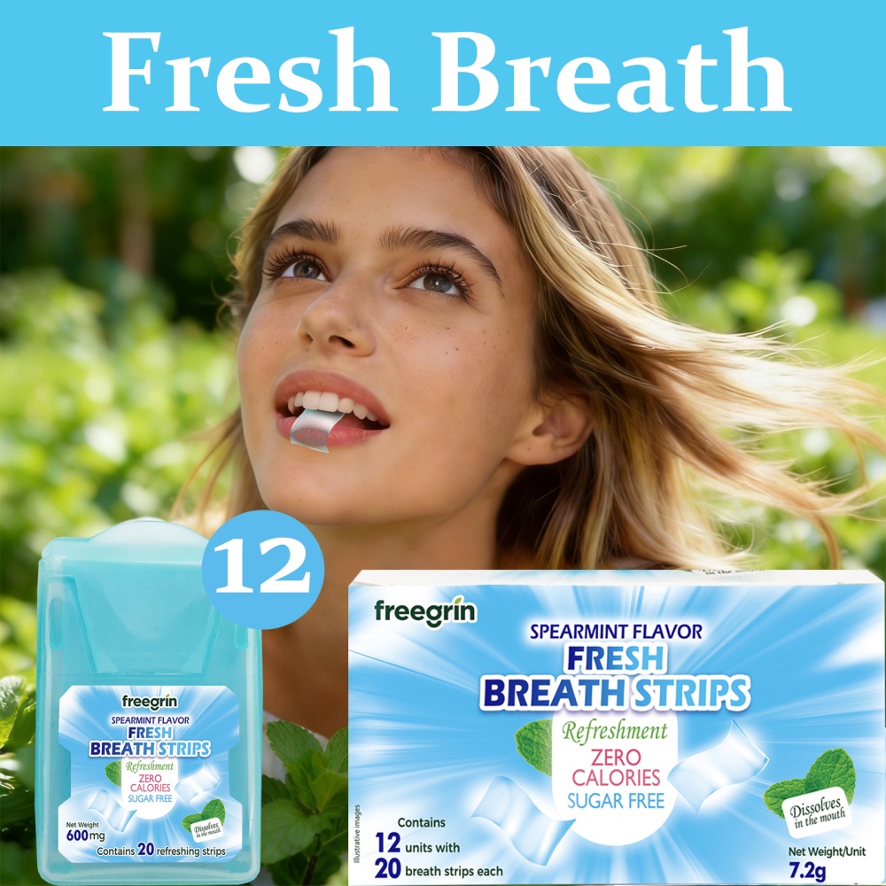 Teeth Whitening In Office - FREEGRIN Spearmint Gearomatiseerde Mondstrips, Draagbare Strips,