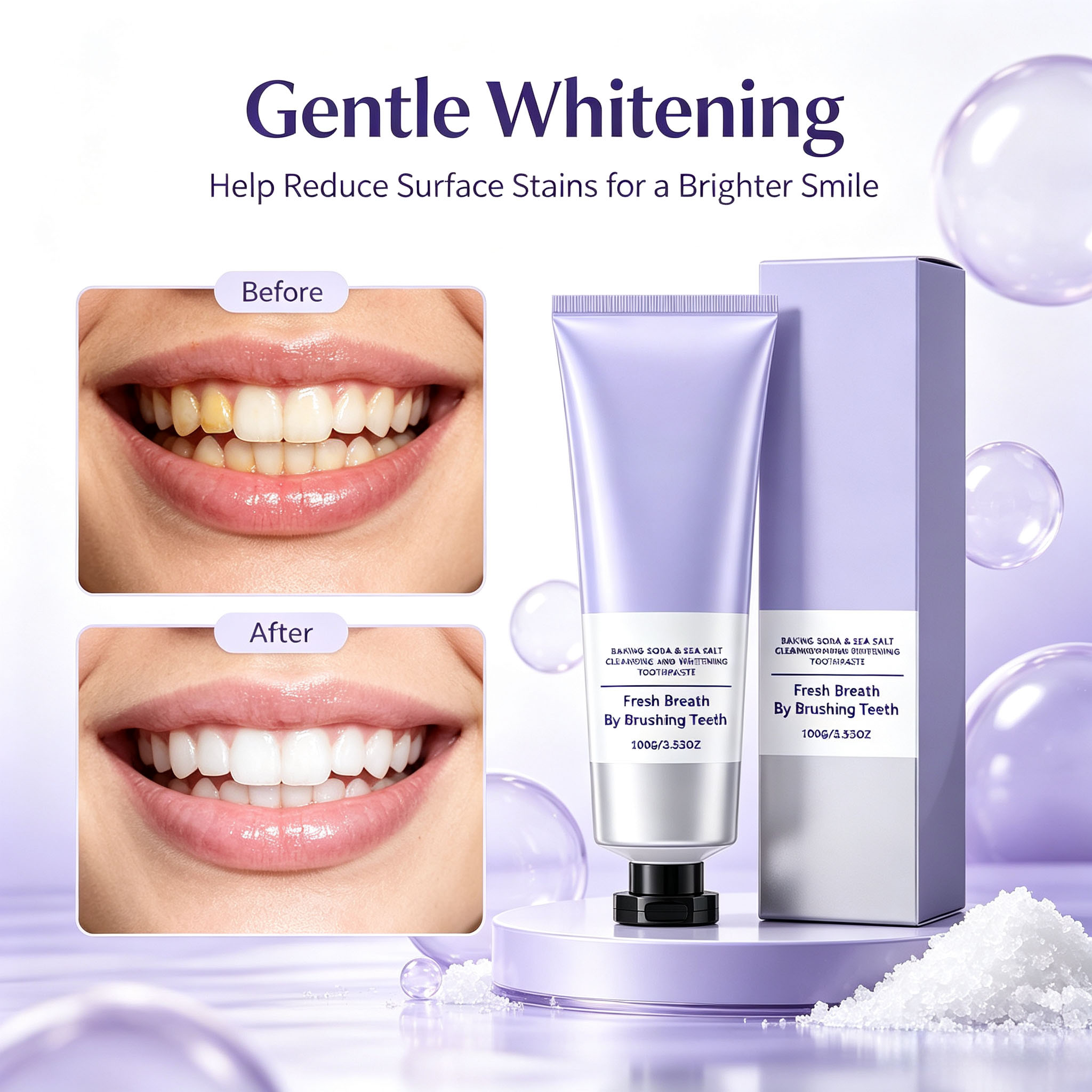 Teeth Whitening Baking Soda - Baking Soda & Zeezout Tandpasta, Dieptereiniging,