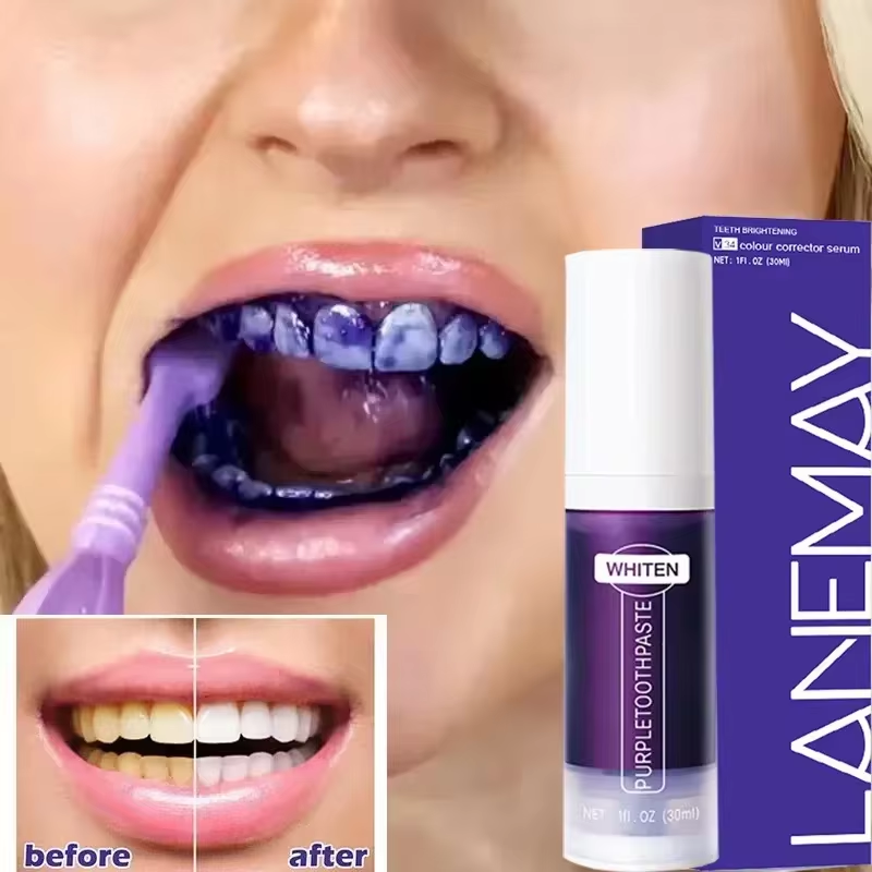 Teeth Whitening Charcoal Powder - V34 Paarse Tanden Whitening Tandpasta Verwijderen