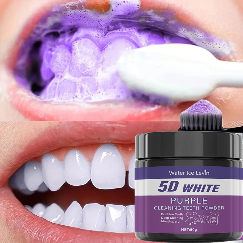 5D witte tandenpoeder. Paarse  - Teeth Whitening Baking Soda recensie en prijs