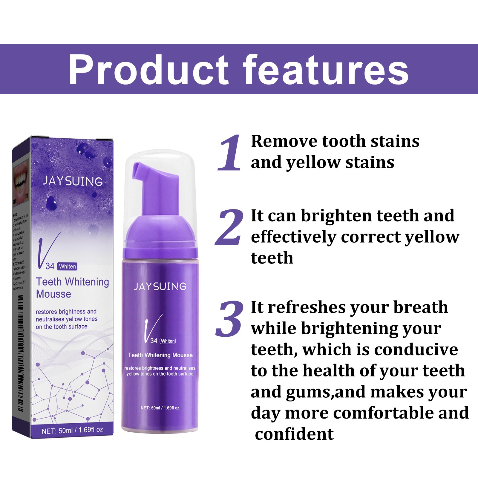 V34 Mousse Tanden Reinigen Tan - Teeth Whitening Effective recensie en prijs